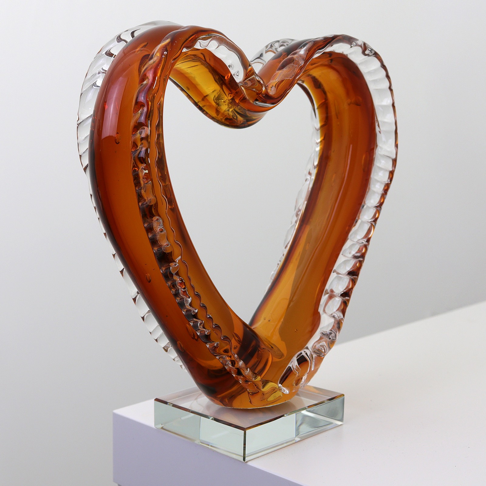 aubaho-OAT-2128-4 Glasskulptur Herz Glasfigur Figur Skulptur Liebe Glas Paar Liebespaar Hochzeit