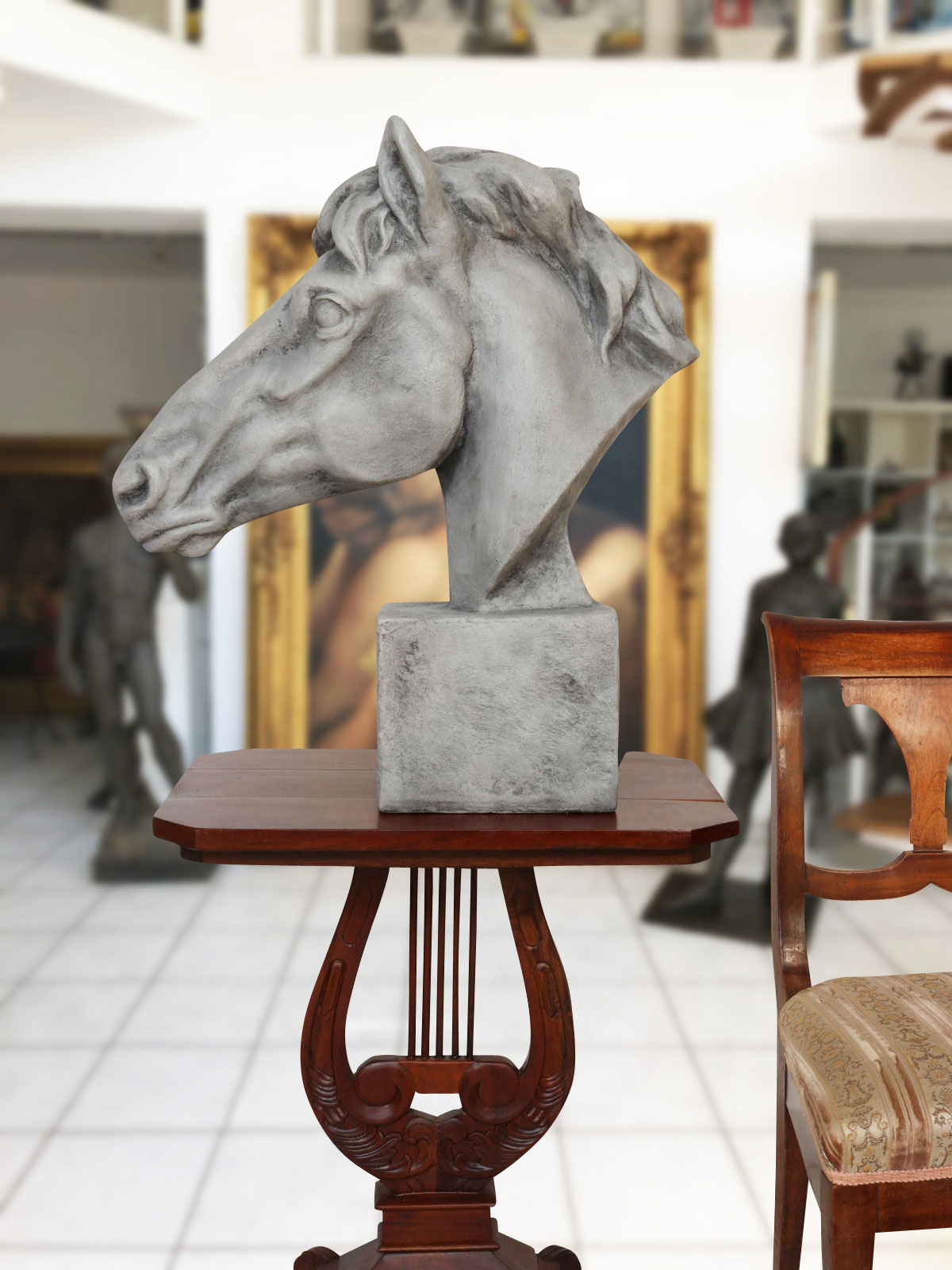 XL Pferdekopf Pferd Skulptur Figur Statue Garten Antik-Stil 64cm