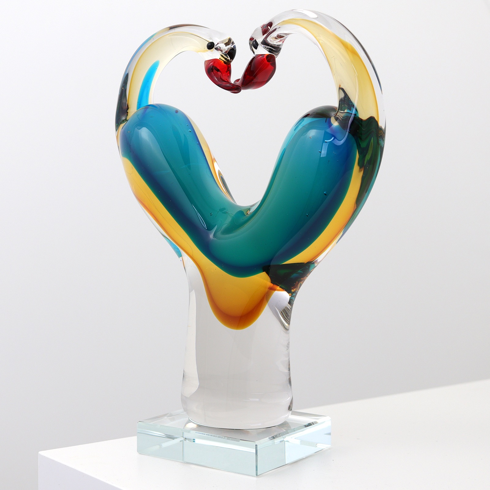 aubaho-AB-253-3 Glasskulptur Glasfigur Figur Skulptur Liebe Glas Paar Liebespaar Hochzeit 25cm
