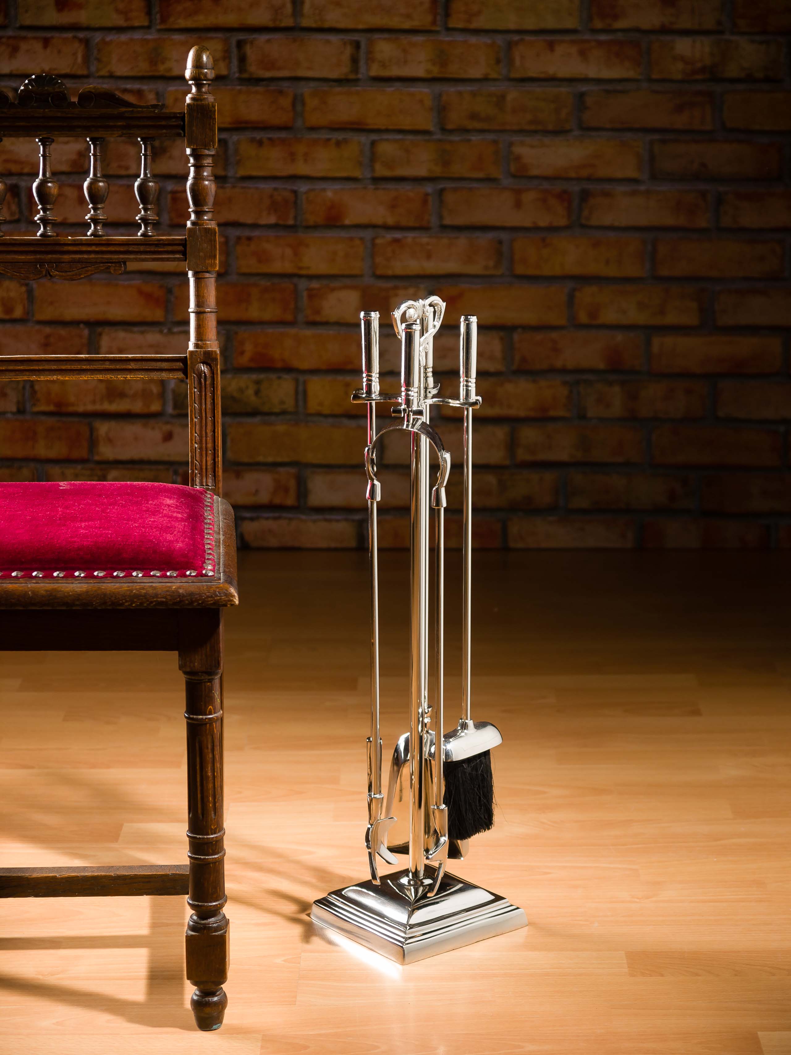 Kaminbesteck 5-teilig Aluminium Kamingarnitur Kaminwerkzeug Kaminset silber