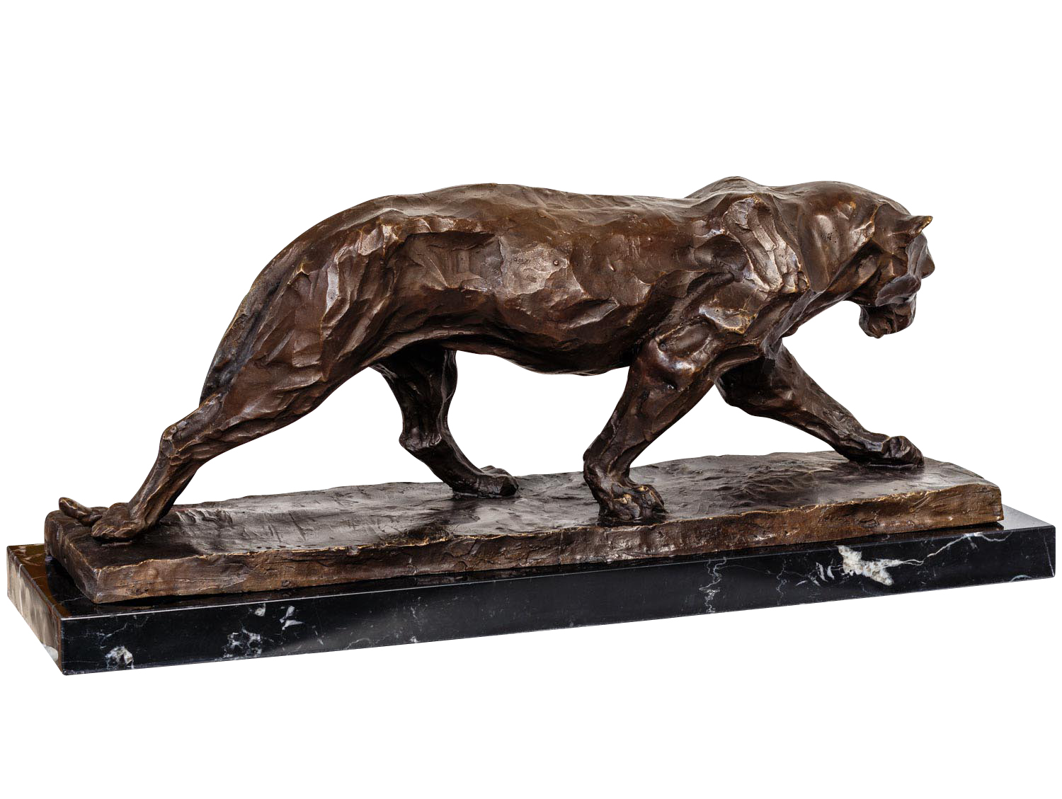 Bronzeskulptur Panther Raubkatze im Antik-Stil Bronze Figur Statue 52cm