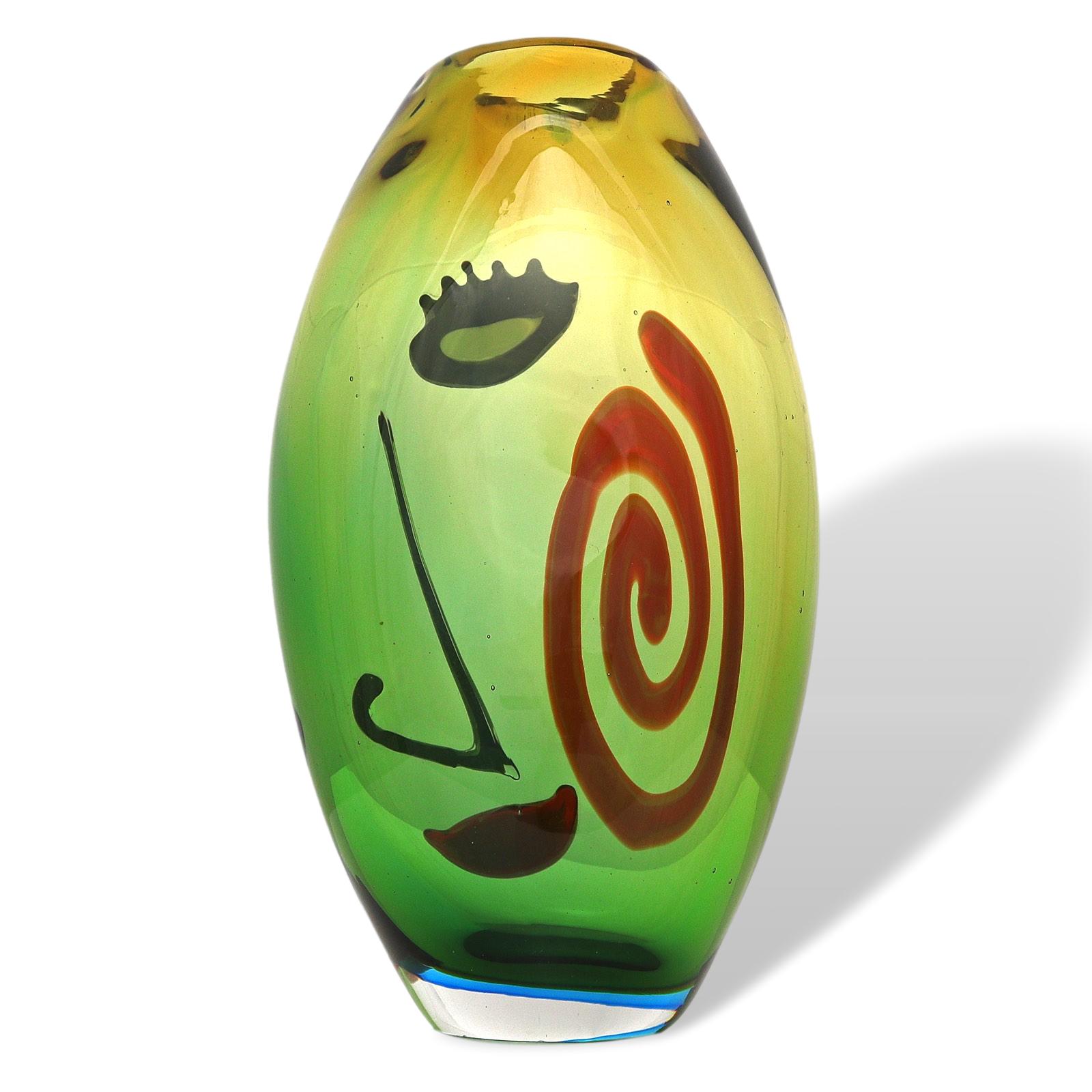 Glasvase Tischvase Gesicht Moderne Kunst im Murano-Antik-Stil Vase Glas Abstrakt