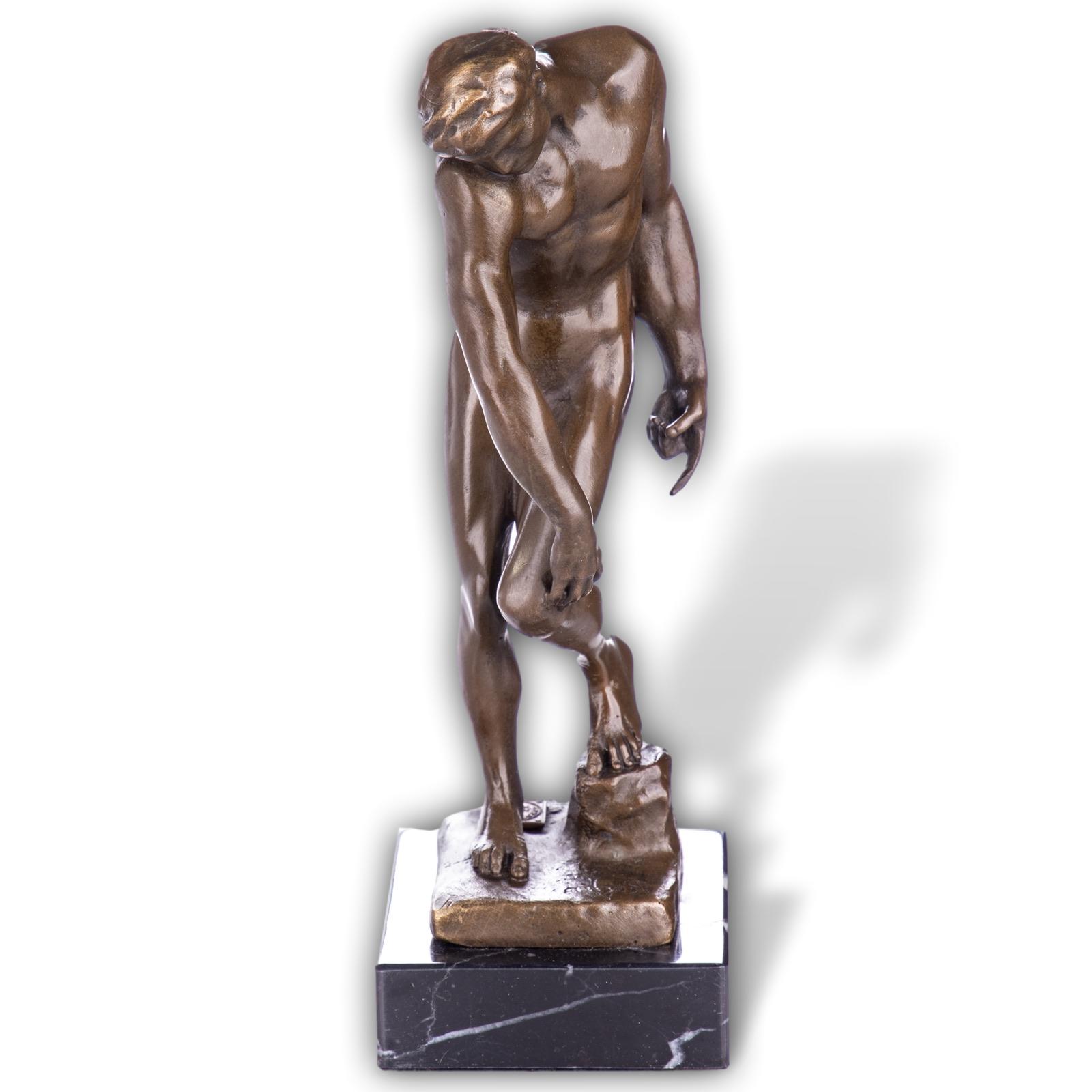 Skulptur Bronze Figur Akt Adam nach Rodin 20cm Antik-Stil Replik Kopie