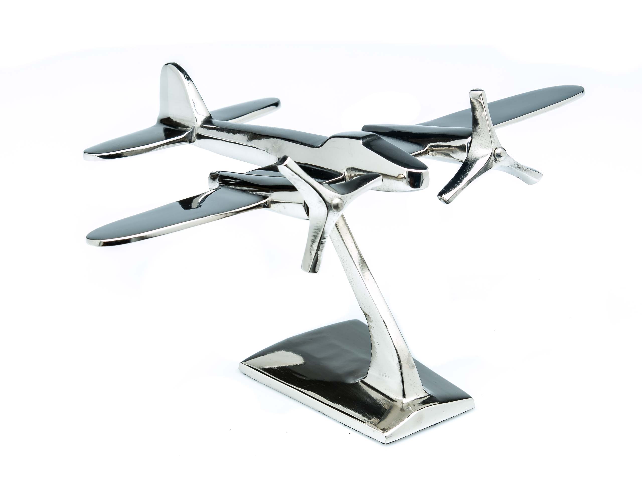 FLUGZEUG MODELL ALUMINIUM FLUGZEUGMODELL SILBER ARTDECO STIL METALL SCHREIBTISCH