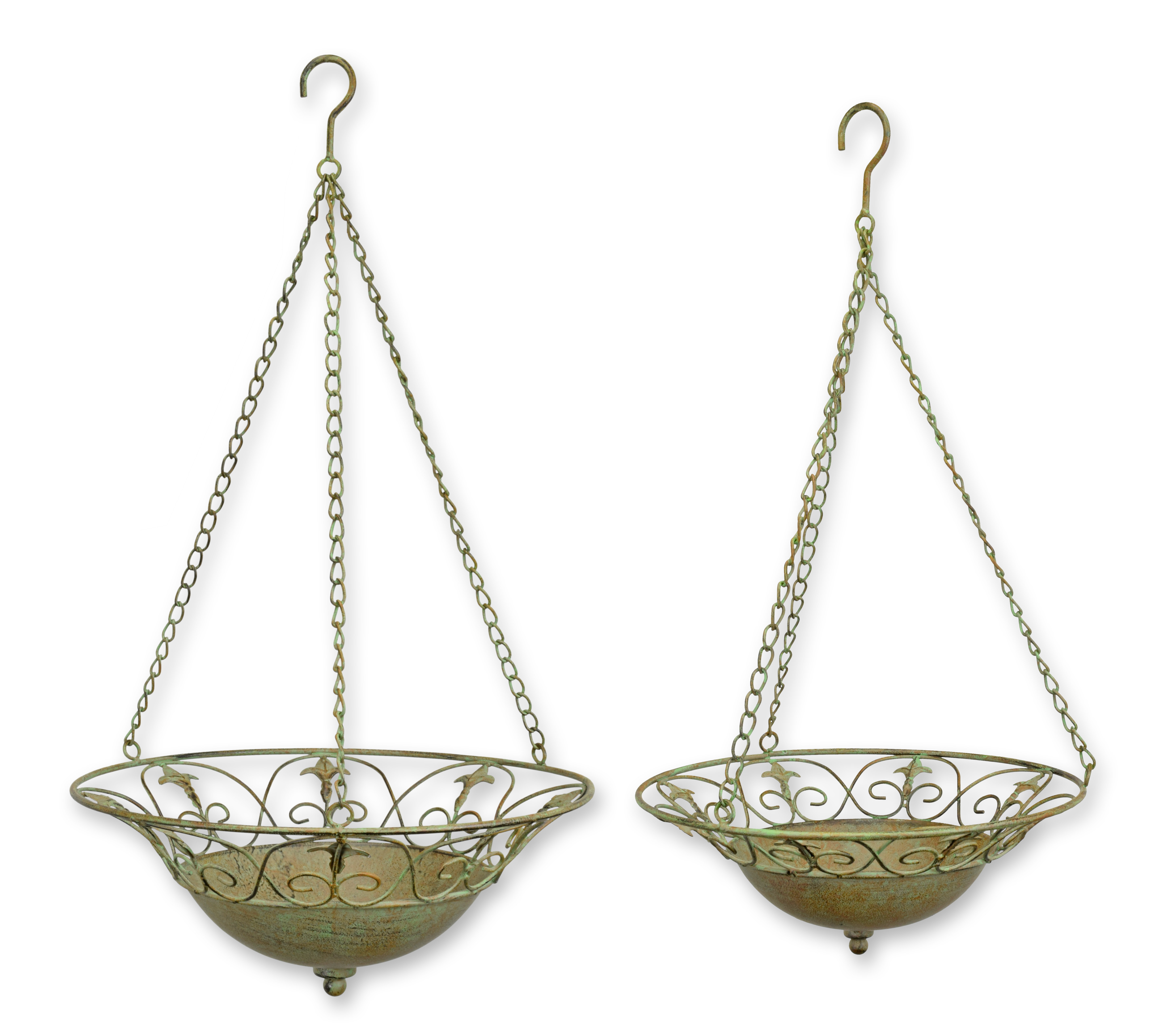 Ein Paar hängende Eisenkörbe Replikat Retro Design Dekoration Bronze