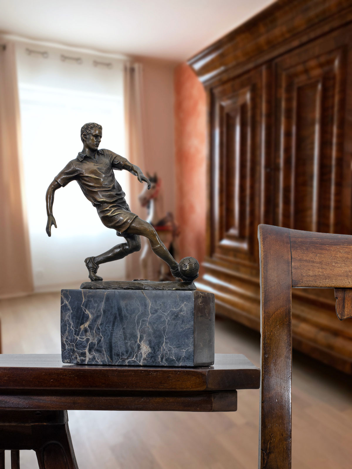 Bronzeskulptur Fussball Bronze Skulptur Figur Trophäe Pokal Verein Statue