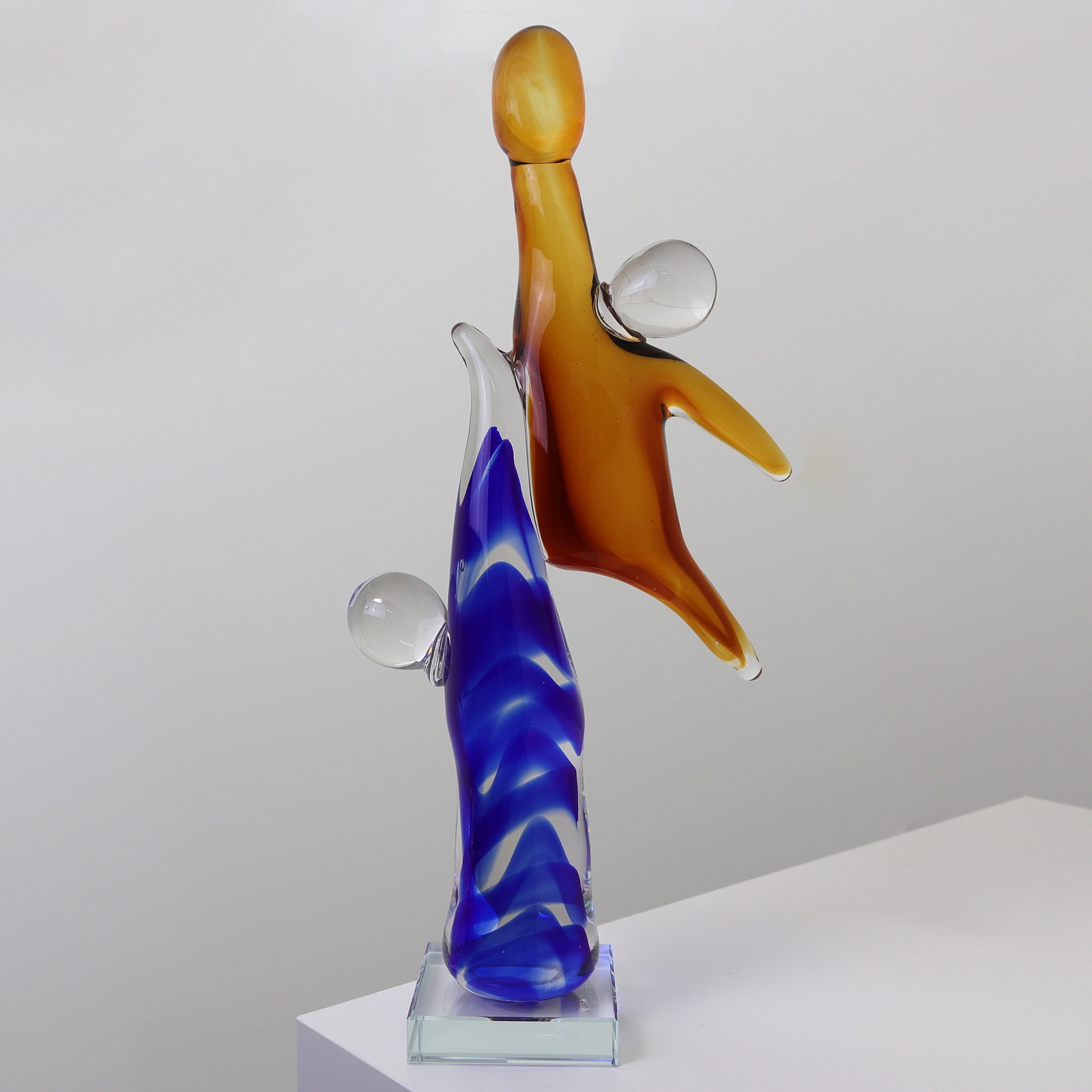 aubaho-OAT-426-1 Glasskulptur Basketball Glasfigur Figur Skulptur modern Glas Kunst abstrakt