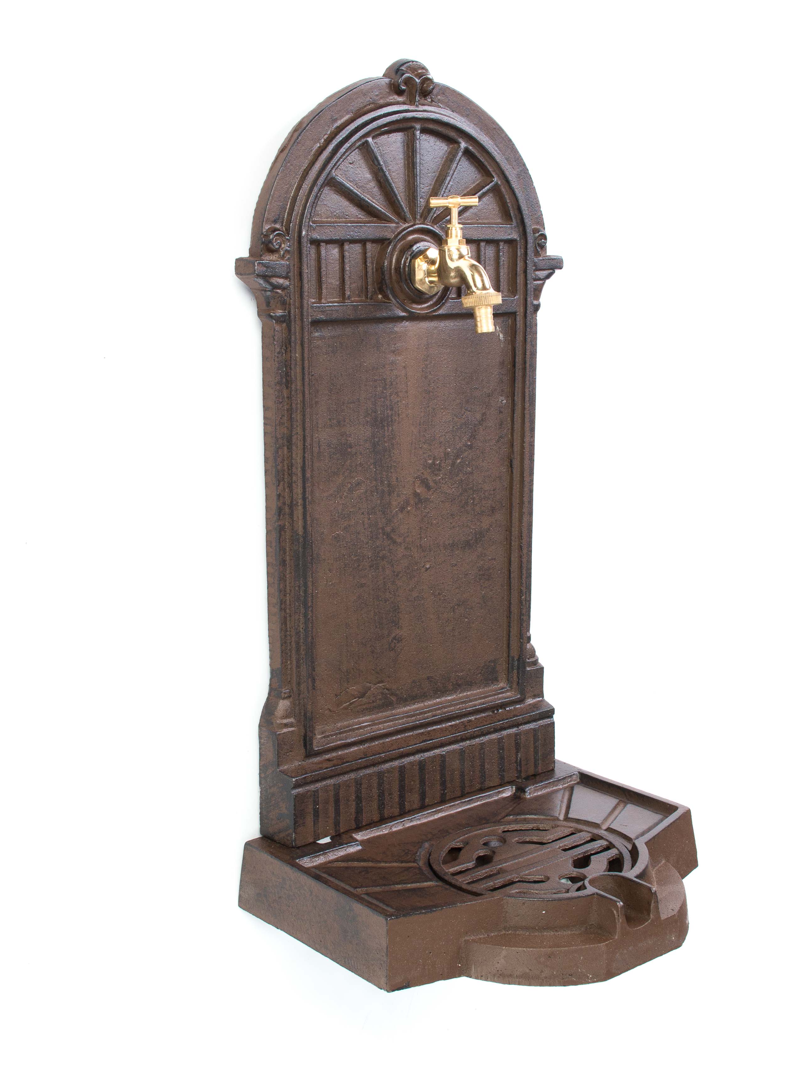 STANDBRUNNEN 64CM 11KG WASCHBECKEN BRUNNEN EISEN BRAUN WANDBRUNNEN ANTIK STYLE