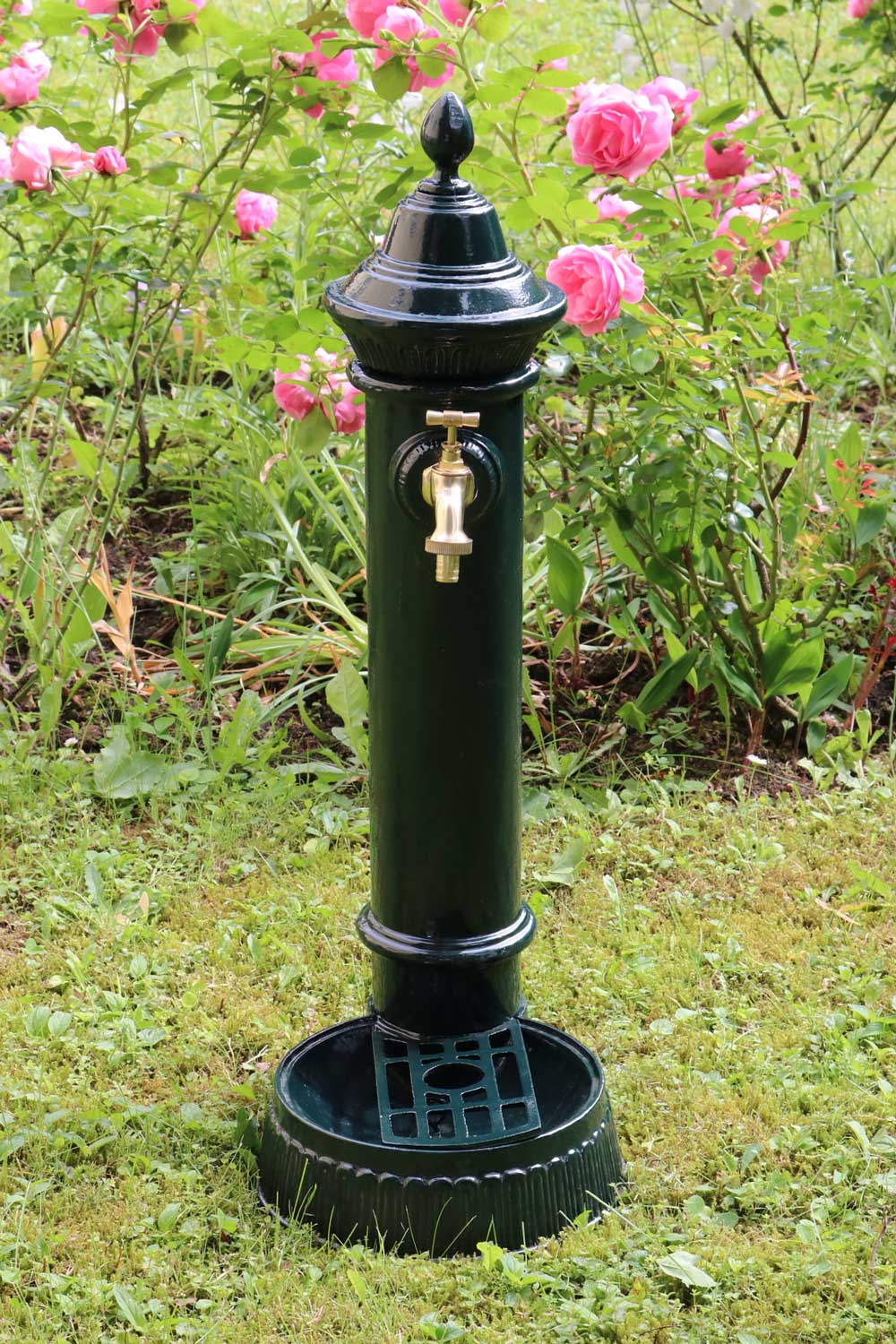 Standbrunnen 73cm Alu grün Brunnen Waschbecken Zapfsäule Antik-Stil